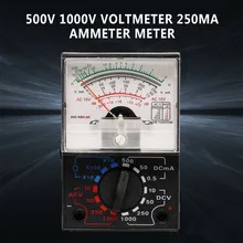 Voltmeter Ammeter Ohmmeter Analog Multimeter Tester Meter AC DC 1000V/250mA Voltage Indicator Measuring Instrument Electrician
Voltmeter Ammeter Ohmmeter Analog Multimeter Tester Meter AC DC 1000V/250mA Voltage Indicator Measuring Instrument Electrician