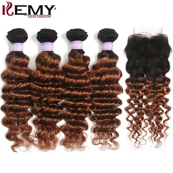 1B 30 Human Hair Bundles With Closure 4x4 Ombre Brown Brazilian Deep Wave Bundles With Closure Non-Remy Hair Extension KEMY HAIR
1B 30 Human Hair Bundles With Closure 4x4 Ombre Brown Brazilian Deep Wave Bundles With Closure Non-Remy Hair Extension KEMY HAIR