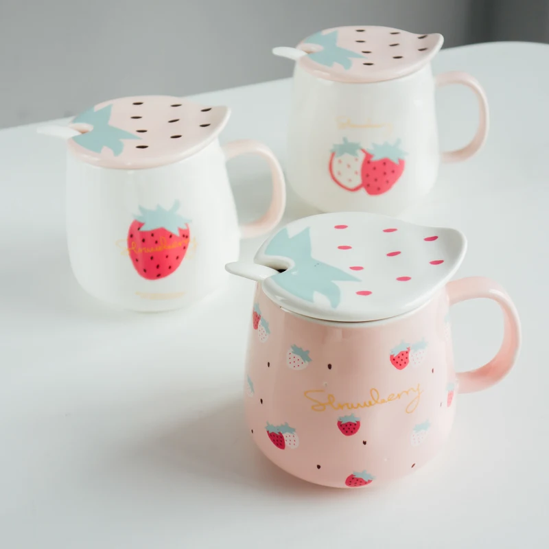 Cute Strawberry Cartoon Mug Girl Creative Ceramic Mug with Lid with Spoon Canecas De Porcelana Student Milk Coffee Mug MM60MKB
Cute Strawberry Cartoon Mug Girl Creative Ceramic Mug with Lid with Spoon Canecas De Porcelana Student Milk Coffee Mug MM60MKB