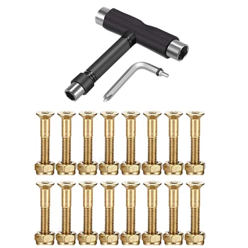 Skateboard Hardware 16Pcs Bolts Set and All-In-One Skate Tools Portable Skateboard T Accessory with Wrench Screwdriver
Skateboard Hardware 16Pcs Bolts Set and All-In-One Skate Tools Portable Skateboard T Accessory with Wrench Screwdriver