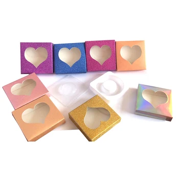 100 Pcs Mink Lash Box Lashes Tray Packaging Cardboard Box Print Custom Logo 3d Mink Eyelashes Holography Boxes Empty Box