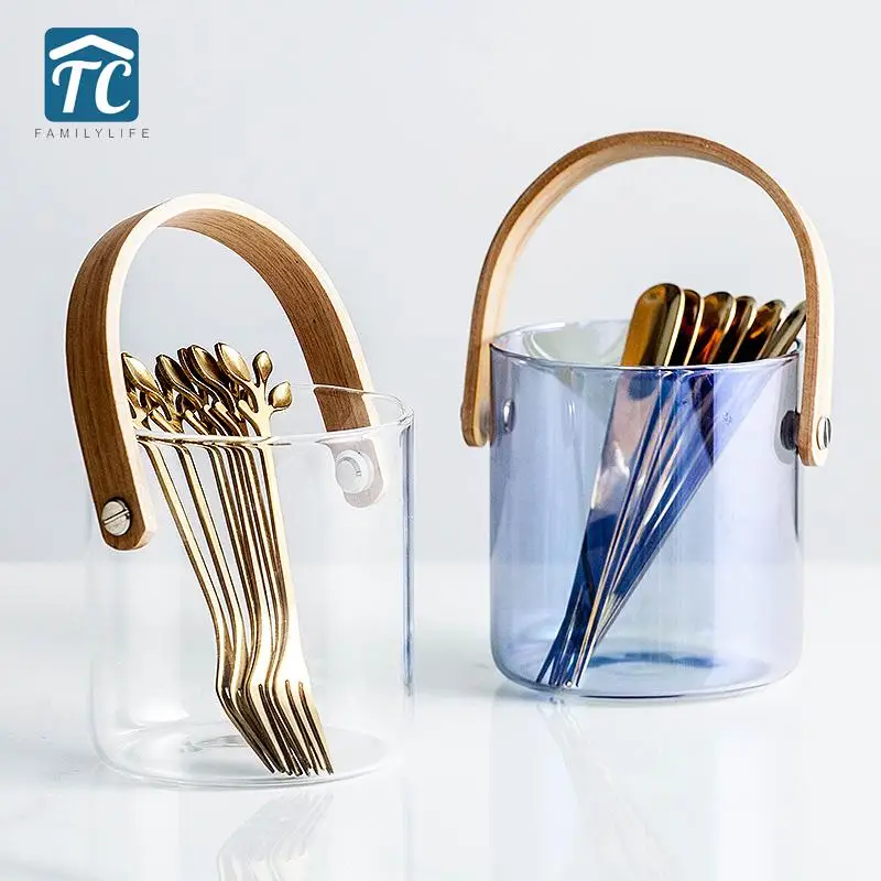 Kitchen Fork Ceramic Storage Box Chopsticks Tube Spoon Forks Cutlery Drain Portable Bucket Holder Utensils Organizer Tools Table | Дом и сад