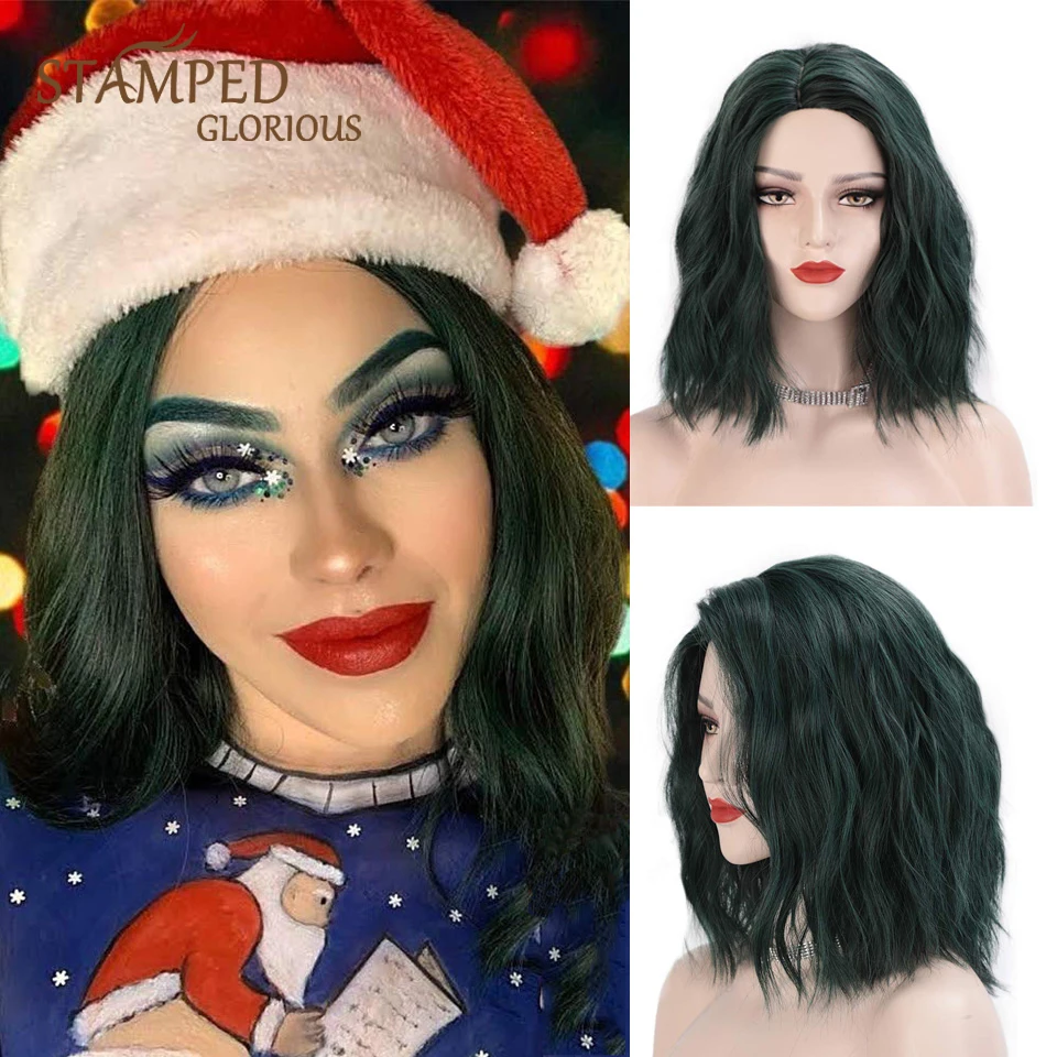 Stamped Glorious Short Natural Wave Wig Synthetic Dark Green Wig for Women Side Part Heat Resistant Fiber Cosplay Wig
Stamped Glorious Short Natural Wave Wig Synthetic Dark Green Wig for Women Side Part Heat Resistant Fiber Cosplay Wig
