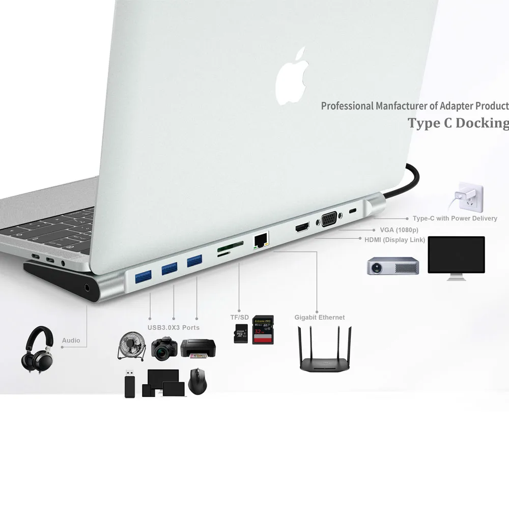 SZBITC 11 in 1 USB C Type-C to HDMI USB3.0*3/SD/TF Card Reader/3.5mm Stereo/RJ45/VGA/mini DP/PD Adapter for MacBook Pro,Macbook
SZBITC 11 in 1 USB C Type-C to HDMI USB3.0*3/SD/TF Card Reader/3.5mm Stereo/RJ45/VGA/mini DP/PD Adapter for MacBook Pro,Macbook