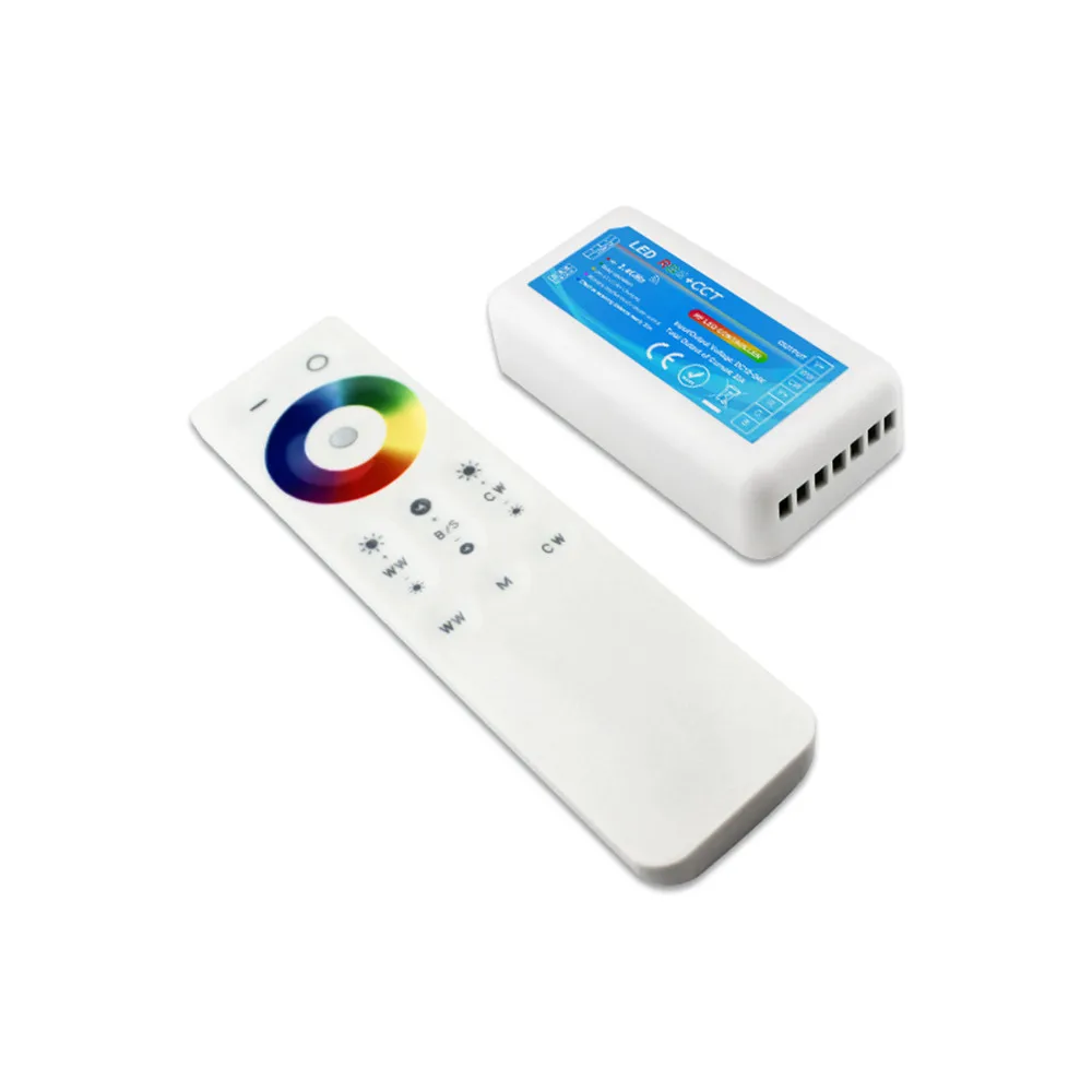 Wireless 2.4G RF Touch Remote RGBWC Controller Dimmer DC12V 24V 5 Channel 16 Million Colors RGB+CCT Controller for LED Strips
Wireless 2.4G RF Touch Remote RGBWC Controller Dimmer DC12V 24V 5 Channel 16 Million Colors RGB+CCT Controller for LED Strips