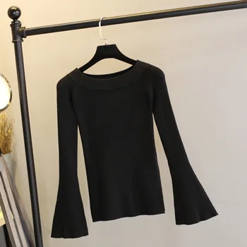 2020 autumn and winter pullovers new Korean style thin sleeve Slim solid slash collar turmpet sleeves women sweater XYCS002
2020 autumn and winter pullovers new Korean style thin sleeve Slim solid slash collar turmpet sleeves women sweater XYCS002