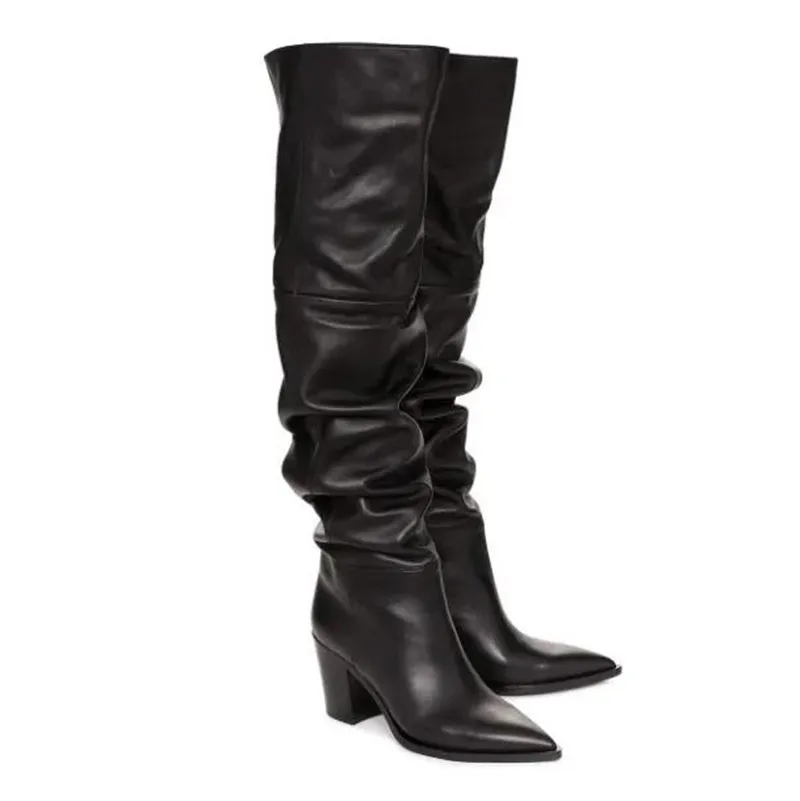 2019 Fall Pointed Toe Thick Heel Long Boots Women Fashion Winter Pleated Black Thigh High Boots Femme High Heels Overknee Boots
2019 Fall Pointed Toe Thick Heel Long Boots Women Fashion Winter Pleated Black Thigh High Boots Femme High Heels Overknee Boots