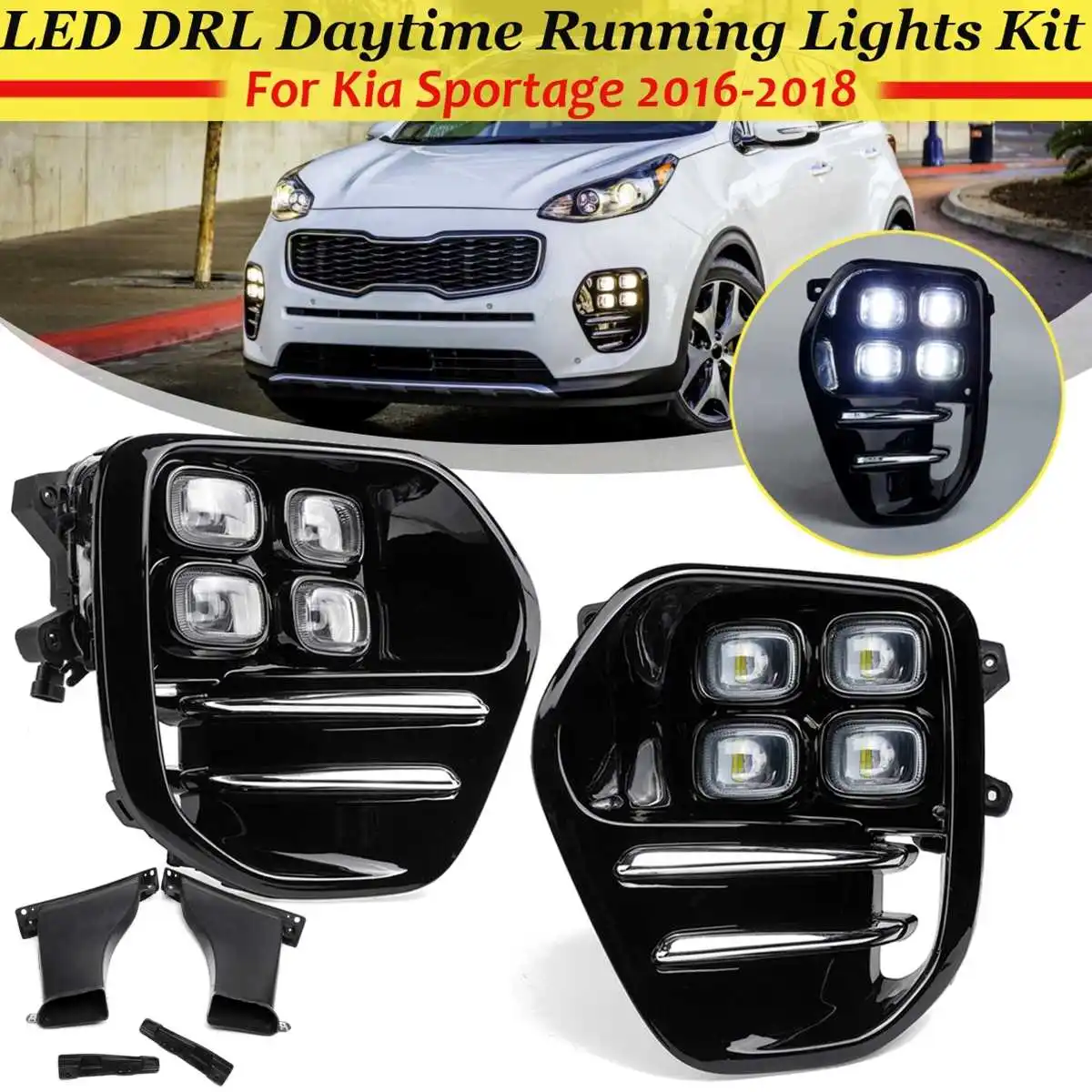 2pcs LED DRL Headlights For KIA Sportage KX5 2016 2017 2018 LED Fog Lights Headlights Daytime Running Lights 
2pcs LED DRL Headlights For KIA Sportage KX5 2016 2017 2018 LED Fog Lights Headlights Daytime Running Lights