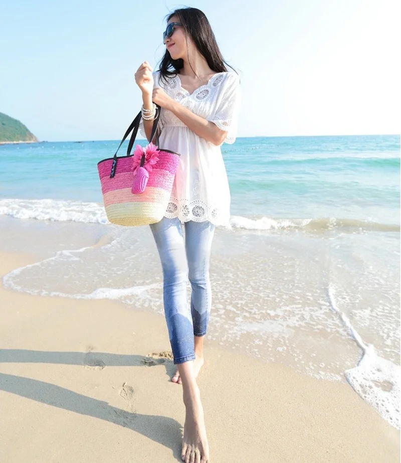 

Recommended boutique fashion new straw woven bag hand-woven shoulder bag beach bag all-match female bag