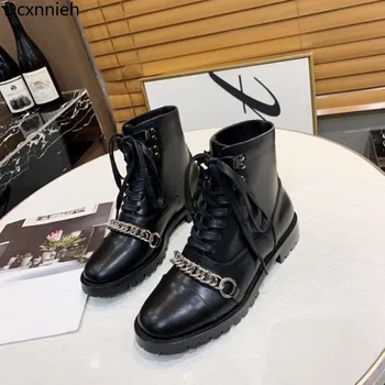 Martin boots women round toe metal chain decor ankle boots real leather spring winter shoes handsome motorcycle botas for Woman
Martin boots women round toe metal chain decor ankle boots real leather spring winter shoes handsome motorcycle botas for Woman