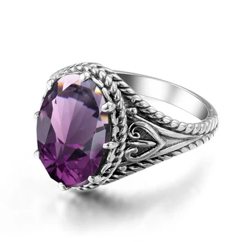 Wedieval Jewelry Real 925 Sterling Silver Rings Vintage Amethyst Simple European Luxury Bands Jewellry For Women Accessories
Wedieval Jewelry Real 925 Sterling Silver Rings Vintage Amethyst Simple European Luxury Bands Jewellry For Women Accessories
