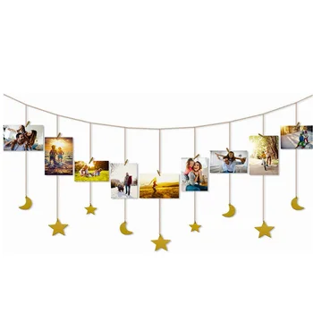 Hanging Photo Display Wood Stars Garland With Chains Picture Frame Collage With 30 Wood Clips Wall Art Decoration
Hanging Photo Display Wood Stars Garland With Chains Picture Frame Collage With 30 Wood Clips Wall Art Decoration