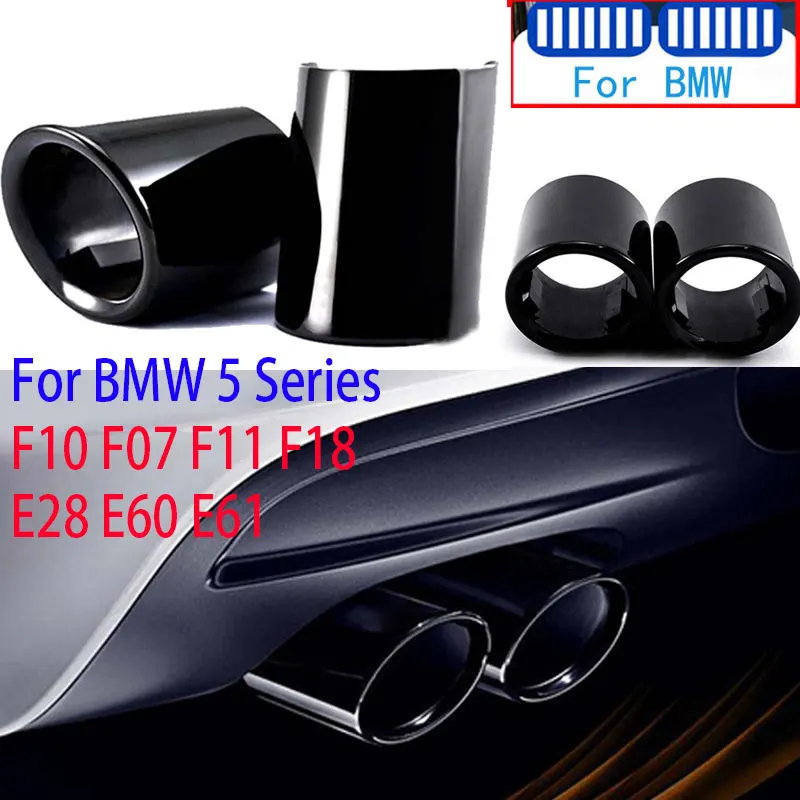 

75mm 2pcs For BMW 5 Series F10 F11 F18 F07 E39 E60 E34 E61 520i 525i 528i 530i 535d 535i Car Exhaust Muffler Tip Stainless Steel