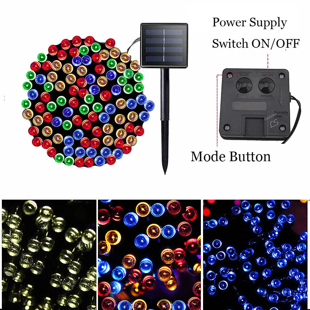 22M Solar Powered Lamp 200 Led String Fairy Lights Solar Light Outdoors for Garden Decoration Party Christmas Garland Waterproof (30)