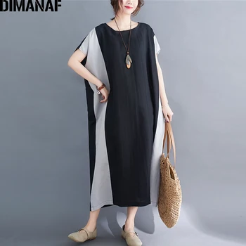 DIMANAF Summer Women Dress Female Sundress Clothing Big Sizes Cotton Linen Black Patchwork Lady Vestidos Vintage Loose 100KG Fit
DIMANAF Summer Women Dress Female Sundress Clothing Big Sizes Cotton Linen Black Patchwork Lady Vestidos Vintage Loose 100KG Fit