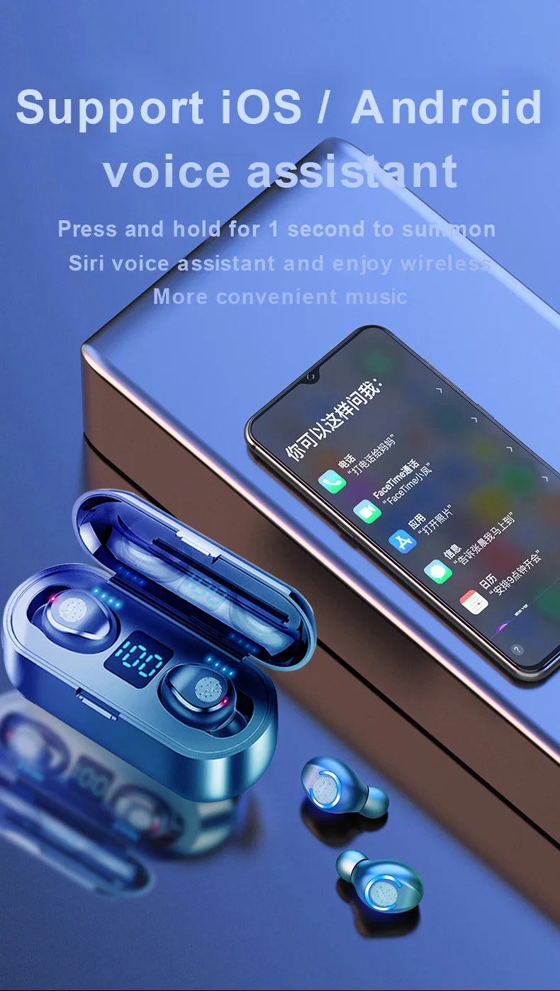 KUGE Wireless V5.0 Bluetooth Earphone HD Stereo Headphone Sports Waterproof Headset With Dual Mic and 2000mAh Battery Charge Cas KUGE Wireless V5.0 Bluetooth Earphone HD Stereo Headphone Sports Waterproof Headset With Dual Mic and 2000mAh Battery Charge Cas