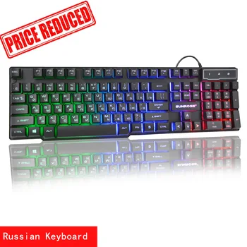 

Russian Keyboard Wired Gaming Keyboard 104 Keys Backlit LED Keyboards USB Waterproof Mechanical Feel Gamer Keyboard For Laptop