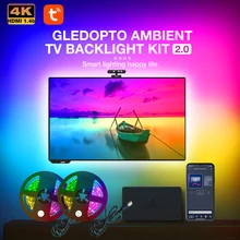 

Gledopto Smart Home TV Ambient Backlight Kit With HDMI-Compatible Device Color Sync RGBIC LED Light Strip For Tuya APP/Amazon