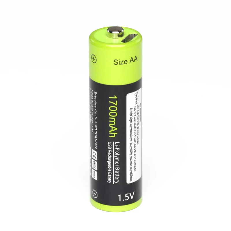 ZNTER 1.5V AA Rechargeable Battery 1700mAh USB Rechargeable Lithium Polymer Battery Quick Charging by Micro USB Cable
ZNTER 1.5V AA Rechargeable Battery 1700mAh USB Rechargeable Lithium Polymer Battery Quick Charging by Micro USB Cable