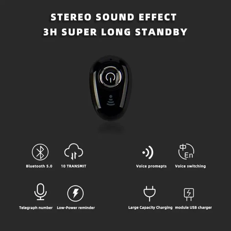 Mini Bluetooth Earphone Wireless Invisible Earbuds Handsfree Headset Stereo Bluetooth Earbuds Headphones 1 PCS
Mini Bluetooth Earphone Wireless Invisible Earbuds Handsfree Headset Stereo Bluetooth Earbuds Headphones 1 PCS