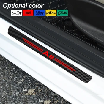 

4PCS Car Door Sill Protector Stickers Carbon Fiber Vinyl Decals For Audi A6 Q3 Q5 Q7 S8 TT Auto Door Threshold Cover Accessories