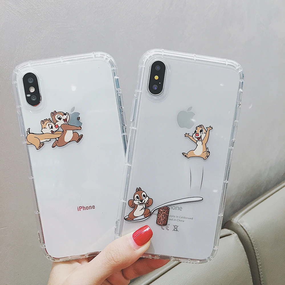 

Funny Squirrel brothers Cute Dale Chip Phone Case For iPhone 6 6S 7 8 Plus X XS MAX XR Cartoon Airbag Clear Soft TPU Cover