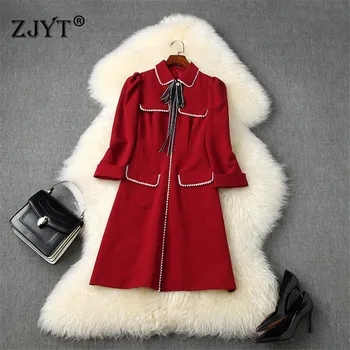 High Quality Runway Women Autumn Clothes 2020 New Fashion Bowknot Pearls Beading Sweet Dress With Pockets
High Quality Runway Women Autumn Clothes 2020 New Fashion Bowknot Pearls Beading Sweet Dress With Pockets