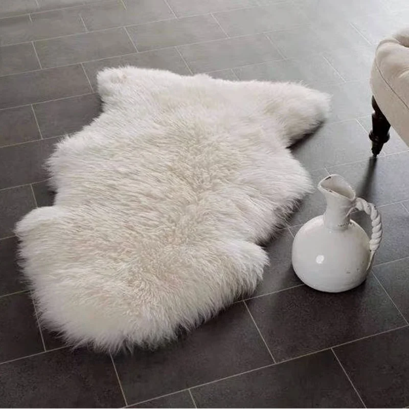 

Soft Faux Fur Sheepskin Rug Fluffy Chair Cover Long Hair Children's Bedroom Mat Plush Wool Hairy Carpet Pad Seat Area Furry Rugs