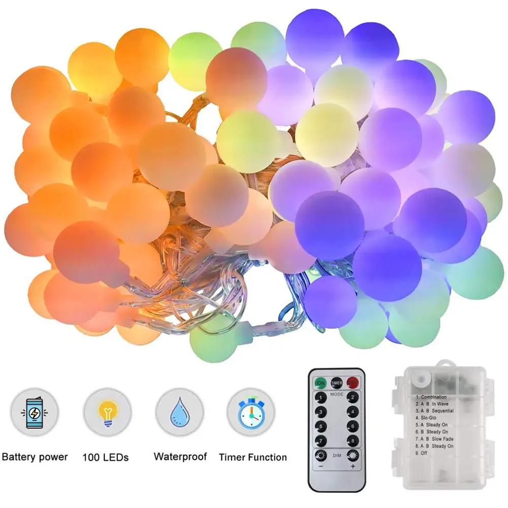 Battery Led String Light Ball Holiday Lighting Remote Control 8 Modes String 3m 5m 10m Fairy Garland for Christmas Wedding Decor
Battery Led String Light Ball Holiday Lighting Remote Control 8 Modes String 3m 5m 10m Fairy Garland for Christmas Wedding Decor