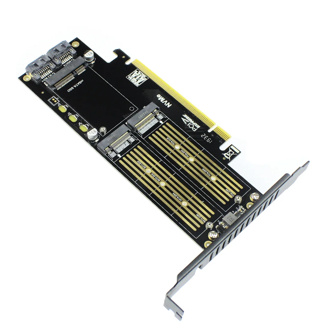 

JEYI SK16 M.2 for NVMe SSD for NGFF to PCIE 3.0 X4 Adapter M Key B Key mSATA Suppor PCI Express 3.0 3 in 1 Converter add on card