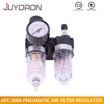 AFC-2000 1/4" Pneumatic Air Filter Regulator Combination Lubricator Oil Separator Water Separation FRL Two Union Treatment
AFC-2000 1/4" Pneumatic Air Filter Regulator Combination Lubricator Oil Separator Water Separation FRL Two Union Treatment