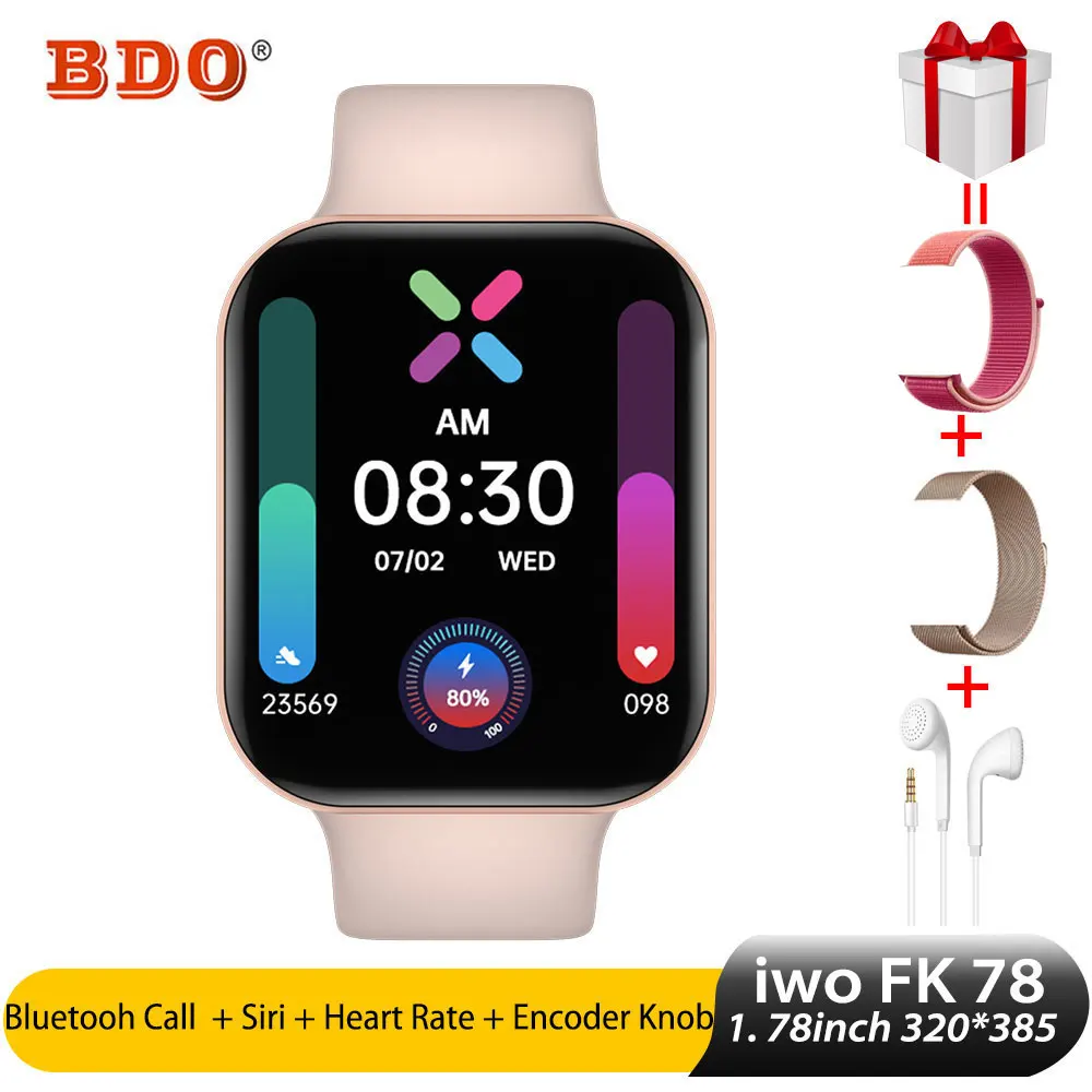 BDO iwo FK78 Waterproof Smart Watch Android ios 1.78inch 320*385 Honeycomb interface Smartwatch Bluetooth Call Heart rate Watch
BDO iwo FK78 Waterproof Smart Watch Android ios 1.78inch 320*385 Honeycomb interface Smartwatch Bluetooth Call Heart rate Watch