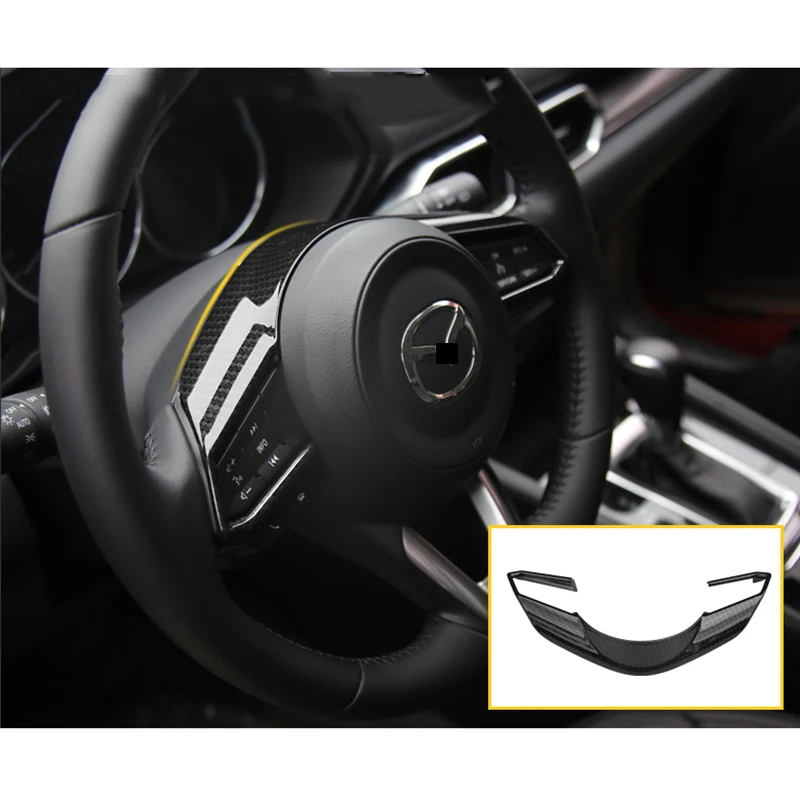 Углеродное волокно Цвет ABS рулевое колесо декоративная рамка FTrim для Mazda3 Mazda6 CX 5/CX