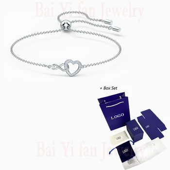 Fashion SWA New INFINITY HEART Bracelet Charm Symbol Heart Shape Intertwined Pattern Crystal Female Elegant Romantic Gift
Fashion SWA New INFINITY HEART Bracelet Charm Symbol Heart Shape Intertwined Pattern Crystal Female Elegant Romantic Gift