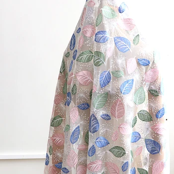Quality gauze fabric Colorful leaf embroidery material Dress skirt cheongsam dress curtain DIY sewing 
Quality gauze fabric Colorful leaf embroidery material Dress skirt cheongsam dress curtain DIY sewing