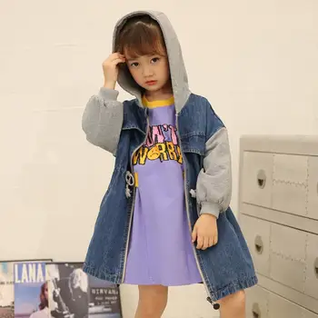2019 autumn new denim patchwork long coats for baby girls teenage hooded good quality jackets children outerwear tops ws1079
2019 autumn new denim patchwork long coats for baby girls teenage hooded good quality jackets children outerwear tops ws1079