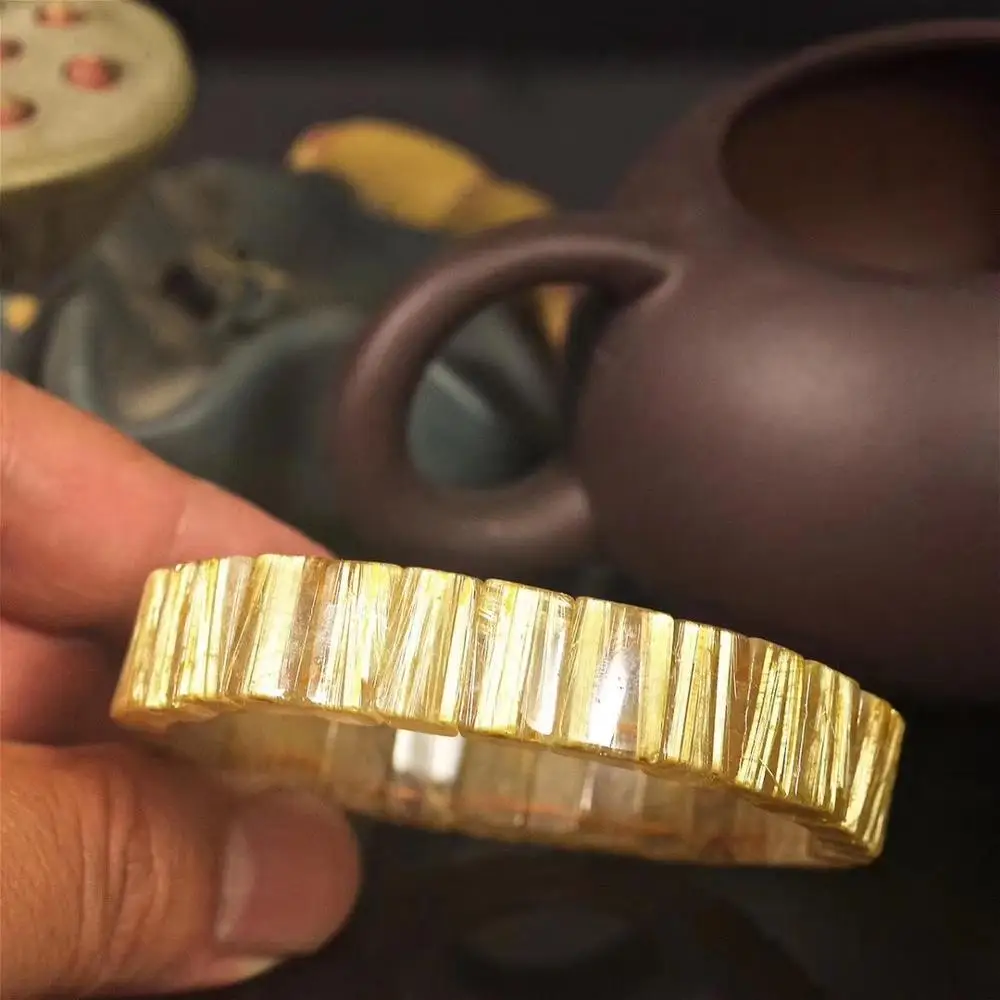 12.5x5.5mm Natural Brazil Gold Rutilated Titanium Bangle Bracelet Jewelry For Women Men Rectangle Beads Stretch Bracelet AAAAA
12.5x5.5mm Natural Brazil Gold Rutilated Titanium Bangle Bracelet Jewelry For Women Men Rectangle Beads Stretch Bracelet AAAAA