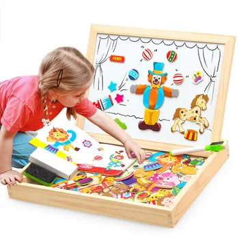 100+PCS Wooden Magnetic Puzzle Figure/Animals/ Vehicle /Circus Drawing Board 5 styles Box Educational Toy Gift 
100+PCS Wooden Magnetic Puzzle Figure/Animals/ Vehicle /Circus Drawing Board 5 styles Box Educational Toy Gift