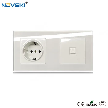 NOVSKI German 16A Electrical Socket RJ11 Tel Data Socket Telephone, Crystal Glass Panel Power Socket 86*172, 15 Years Warranty 
NOVSKI German 16A Electrical Socket RJ11 Tel Data Socket Telephone, Crystal Glass Panel Power Socket 86*172, 15 Years Warranty