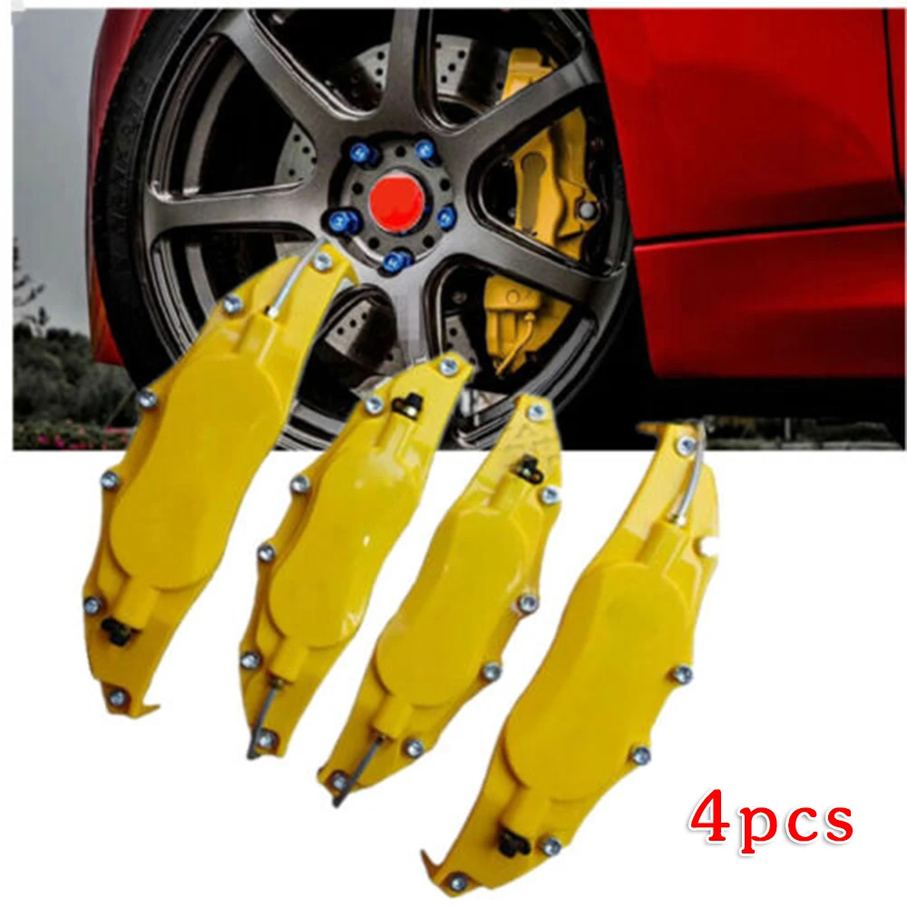 4pcs Yellow 3D Disc Brake Caliper Cover Kit For Toyota Camry 16-18 inch wheels