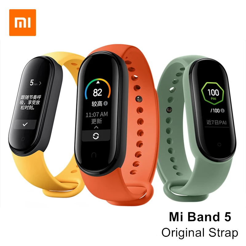 Оригинальный ремешок для Xiaomi Mi Band 5 розовый ограниченный зеленый браслет