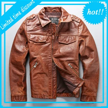 Men's Spring Autumn Jackets Genuine Leather Vintage Cowhide Motorcycle Biker Jacket for Male Brand European American Style Coat
Men's Spring Autumn Jackets Genuine Leather Vintage Cowhide Motorcycle Biker Jacket for Male Brand European American Style Coat
