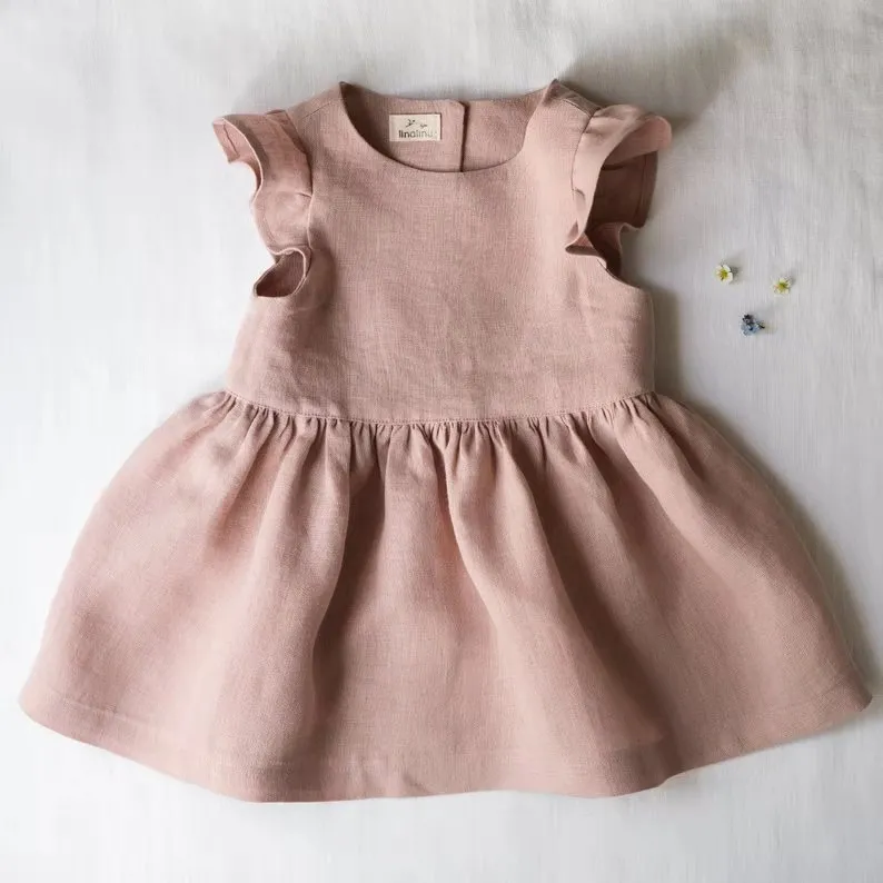 Baby Flying Sleeve Pure Cotton and Hemp Dresses, Children's Princess Dresses in Summer
Baby Flying Sleeve Pure Cotton and Hemp Dresses, Children's Princess Dresses in Summer