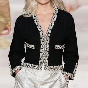 Runway Cardigan Ladies 2020 Autumn Fashion V neck Beaded Short Knitted Sweater Coat Outfits Women Black Cardigan
Runway Cardigan Ladies 2020 Autumn Fashion V neck Beaded Short Knitted Sweater Coat Outfits Women Black Cardigan