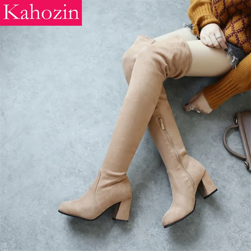 Kahozin Over The Knee Boots Women Shoes suede slip-on Pointed Toe square heel Super High 7CM black gray winter woman shoes
Kahozin Over The Knee Boots Women Shoes suede slip-on Pointed Toe square heel Super High 7CM black gray winter woman shoes