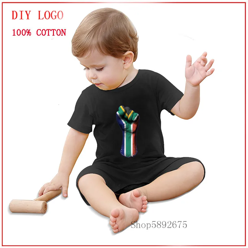 Фото 2020 summer baby boys romper short sleeve rompers newborn clothes unisex Flag of South Africa on a Raised Clenched Fist | Мать и ребенок