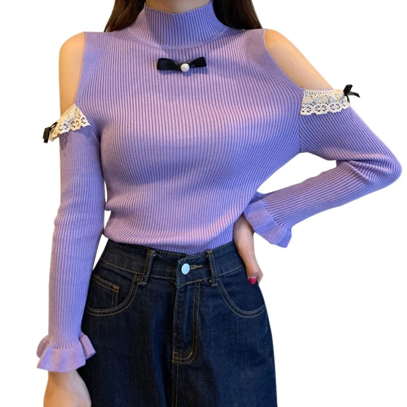 Autumn Winter Ladies Sweet Sweater Cool Gentle Wind Pullover Flared Sleeve Off-shoulder Sweaters
Autumn Winter Ladies Sweet Sweater Cool Gentle Wind Pullover Flared Sleeve Off-shoulder Sweaters