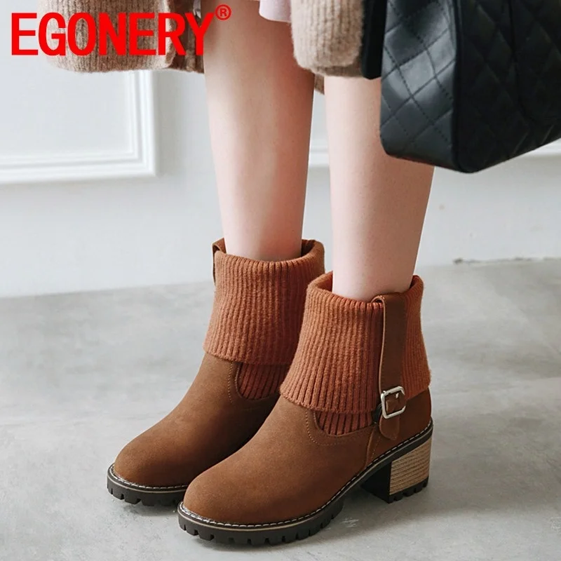 EGONERY winter new concise casual ankle boots outside high heels platform buckle plus size round toe women shoes drop shipping
EGONERY winter new concise casual ankle boots outside high heels platform buckle plus size round toe women shoes drop shipping