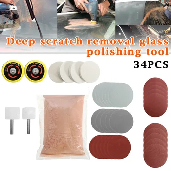 34pcs/Set Deep Scratch Remover Car Glass Polishing Kit Cerium Oxide Powder Sanding Disc LXY9 
34pcs/Set Deep Scratch Remover Car Glass Polishing Kit Cerium Oxide Powder Sanding Disc LXY9