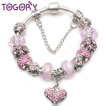 Fashion Pink Crystal Love Heart Charm Bracelet For Women European DIY Beads Bracelets & Bangles As Lover Couples Gifts Pulseira
Fashion Pink Crystal Love Heart Charm Bracelet For Women European DIY Beads Bracelets & Bangles As Lover Couples Gifts Pulseira
